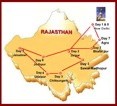 royal rajasthan on wheels travel map